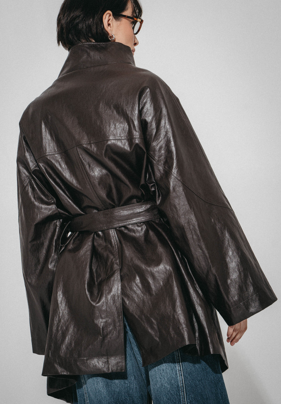 Noir eco leather coat