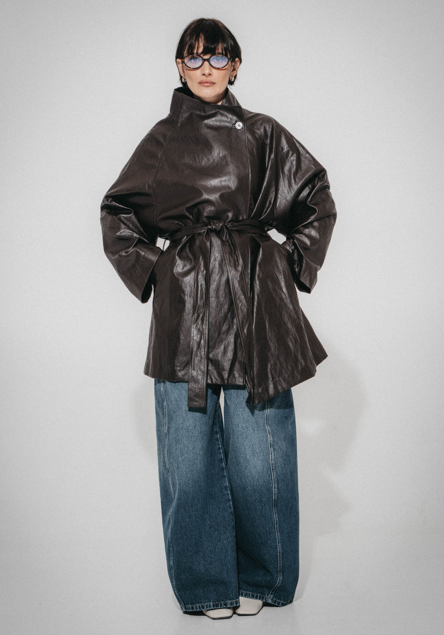 Noir eco leather coat