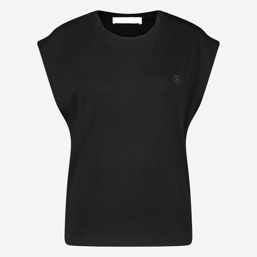 Maria stretch viscose logo top | Black