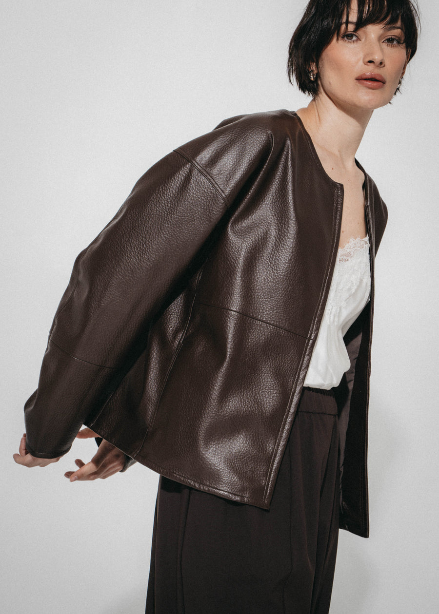 Rox eco leather  jacket | Dark Brown