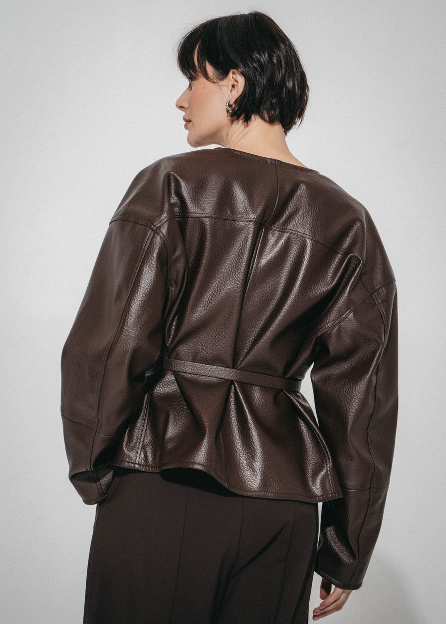 Rox eco leather  jacket | Dark Brown