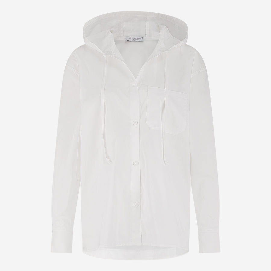 Stasi poplin hooded blouse | White
