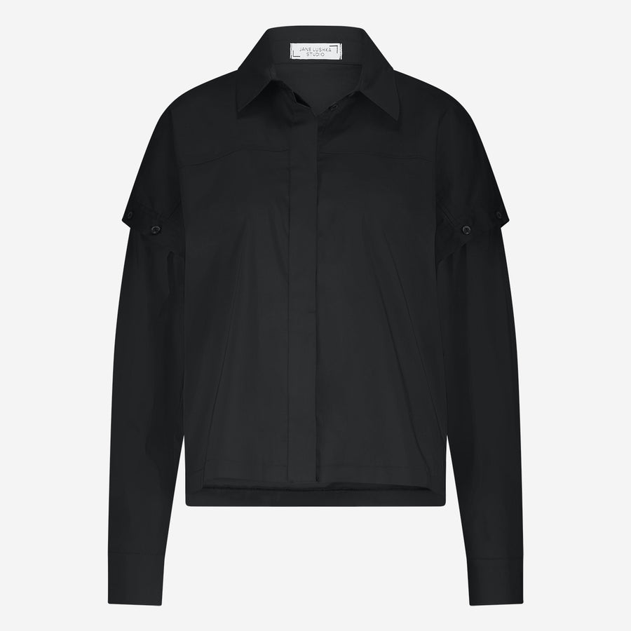 Faro cotton poplin blouse | Black