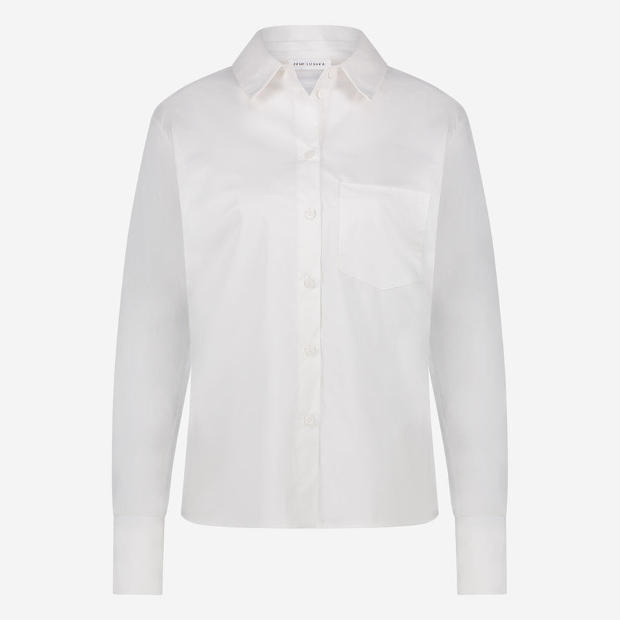 Santos poplin organza blouse | White