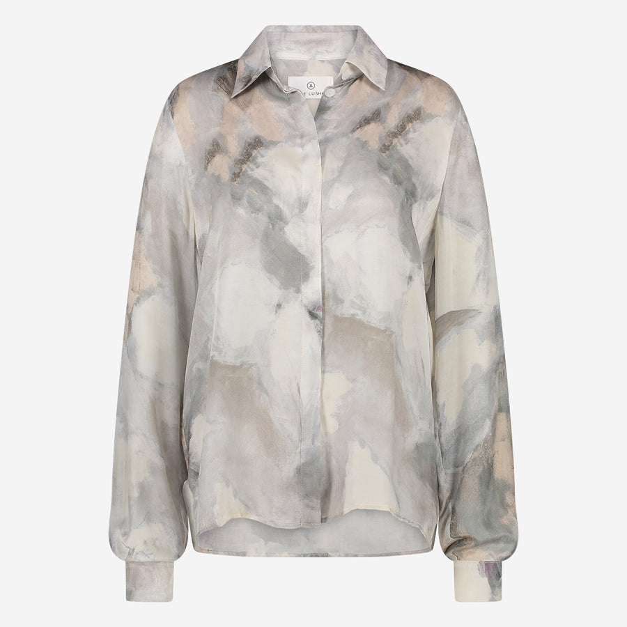 SisiN printed silk viscose blouse | Grey