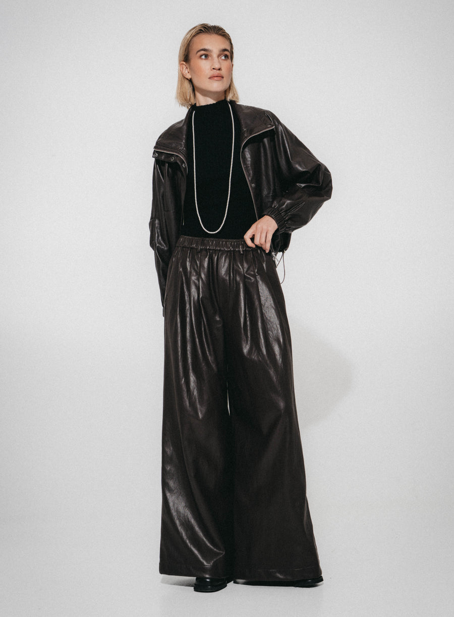 Sienna eco leather wide-leg  pants