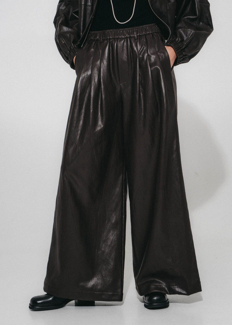 Sienna eco leather wide-leg  pants