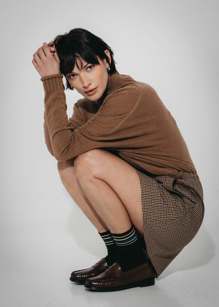 Flo check mini cottton skirt