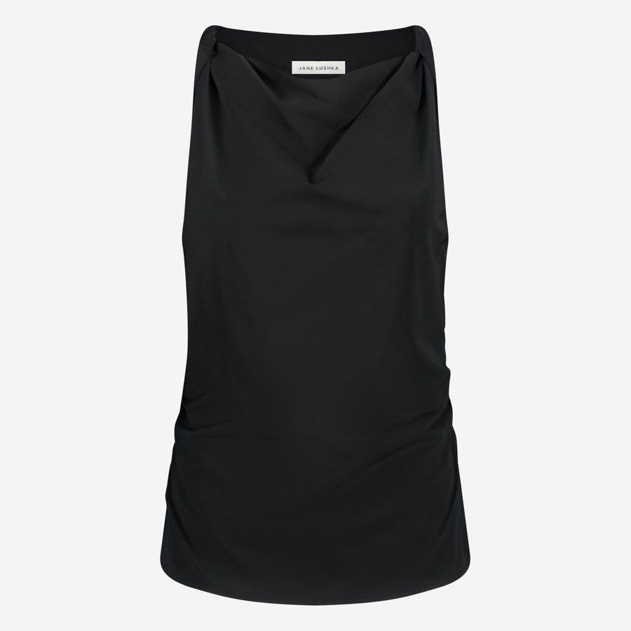Marika stretch technical jersey top | Black