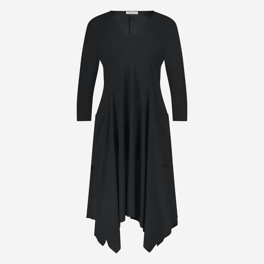 Caro LS stretch technical jersey dress | Black