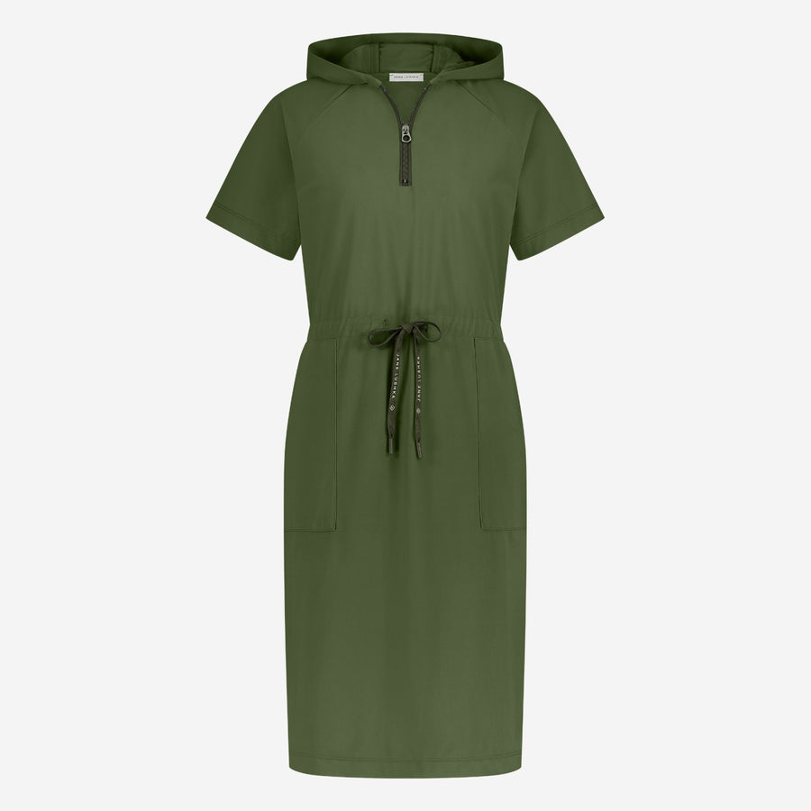 Evi stretch technical jersey dress | Oliva green