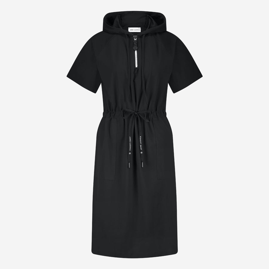 Evi stretch technical jersey dress | Black