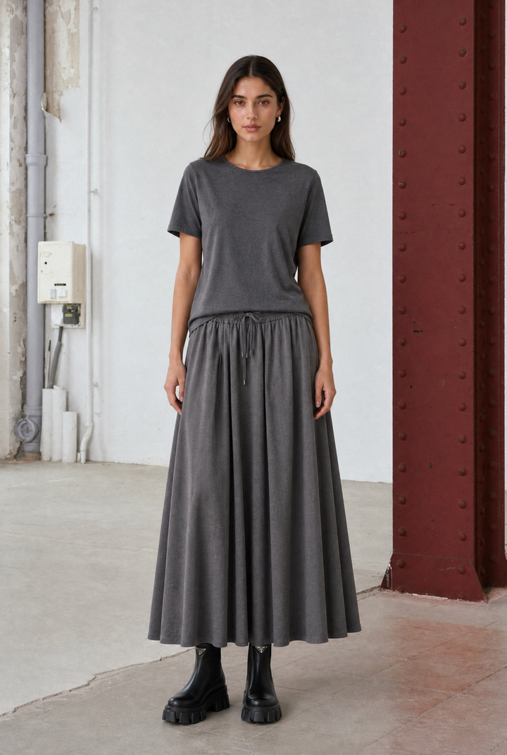 Uriele light flannel top | Dark Grey