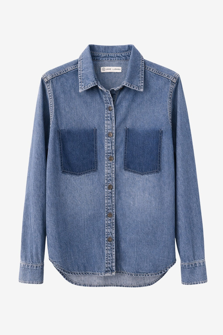 Western repair denim shirt | Flu Blue