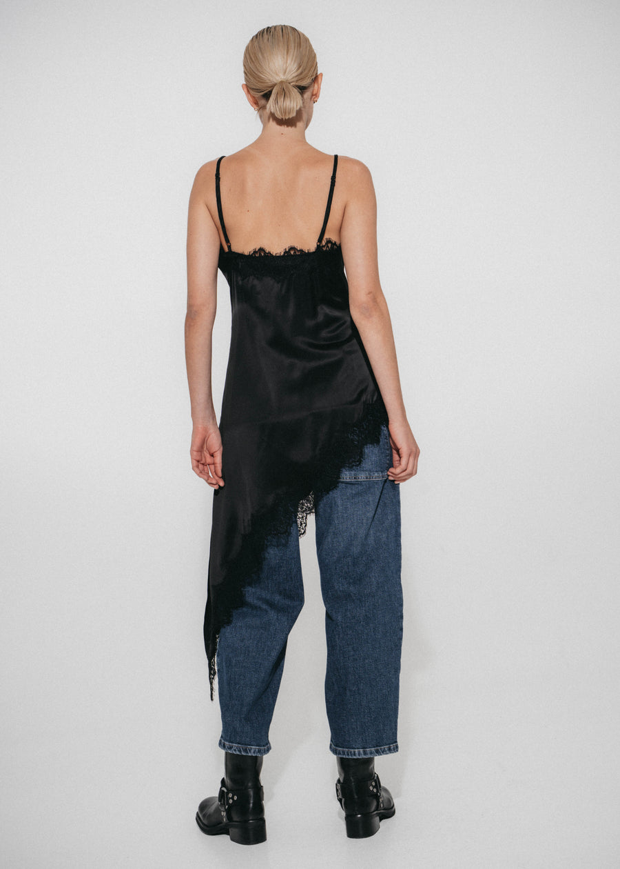Zenia silk top whit lace trim