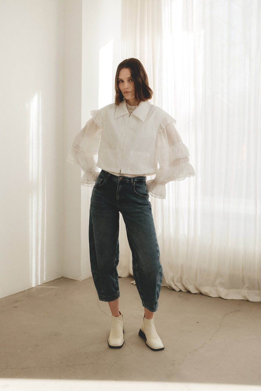 Emiko taffeta jacket | Light Grey