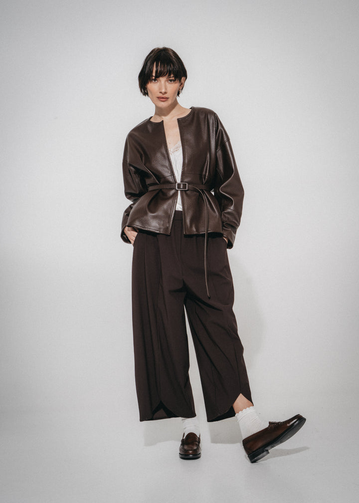 Rox eco leather  jacket | Dark Brown