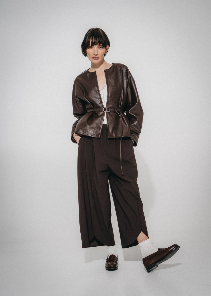 Rox eco leather  jacket | Dark Brown