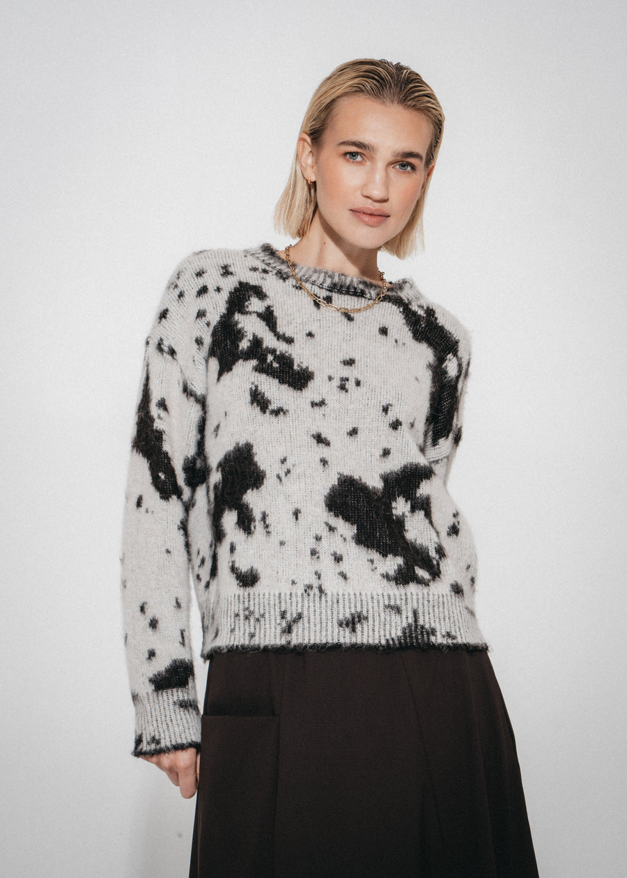 Jacquard print pullover 2372 | Ecru Moro
