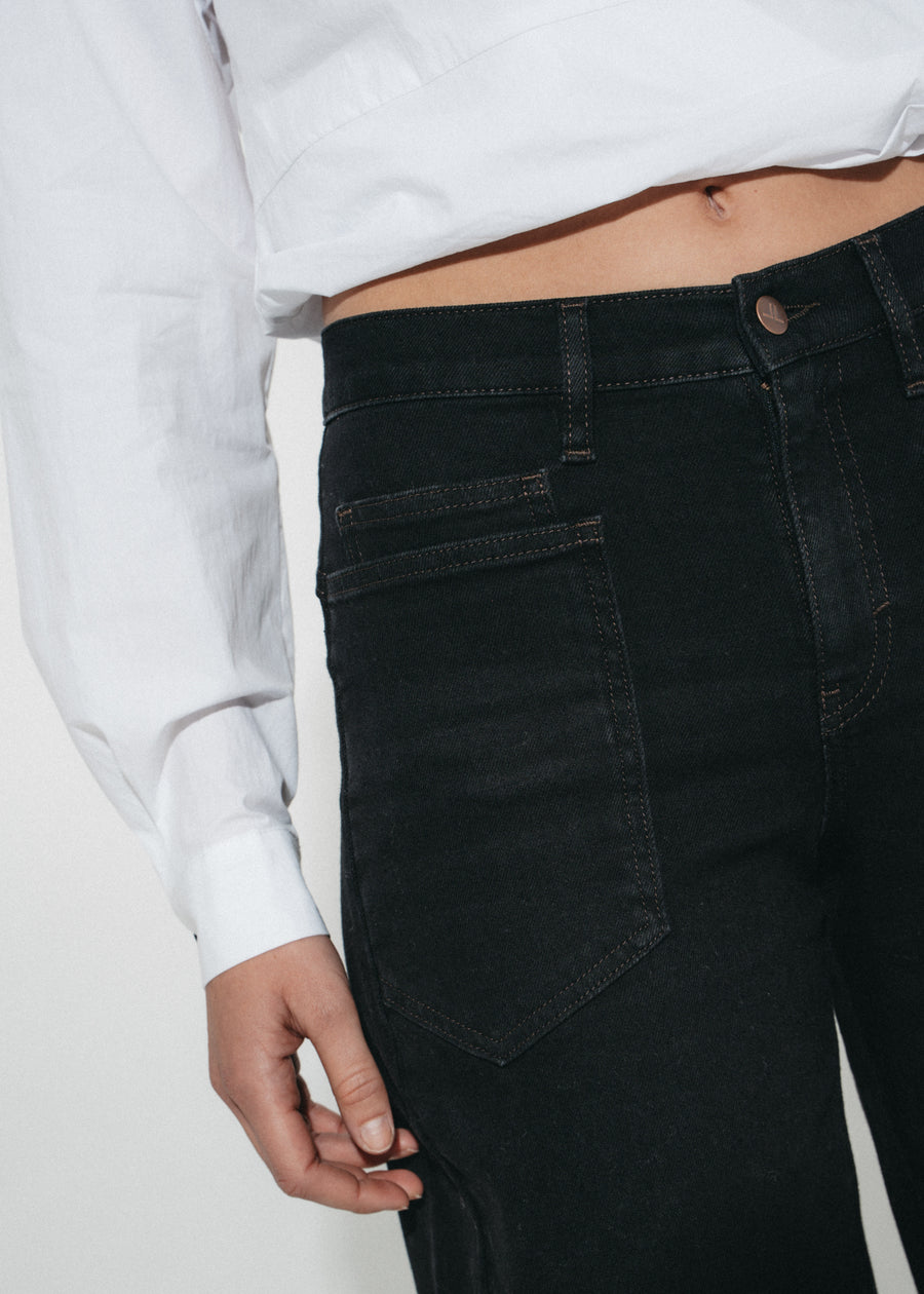 Slouchy black barel jeans