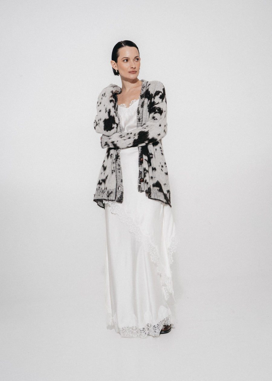 Esra silk skirt whit lace trim