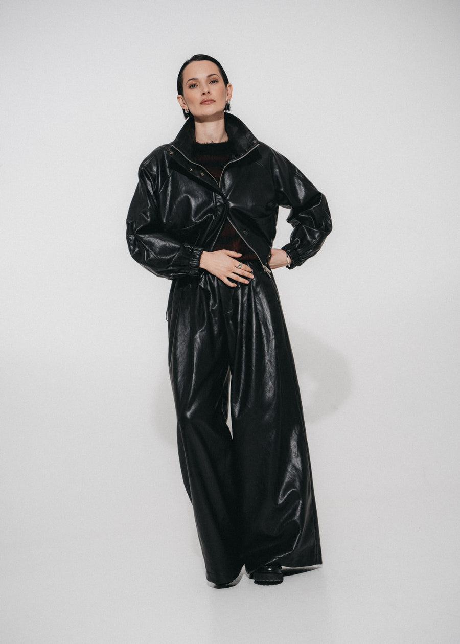 Sienna eco leather wide-leg  pants