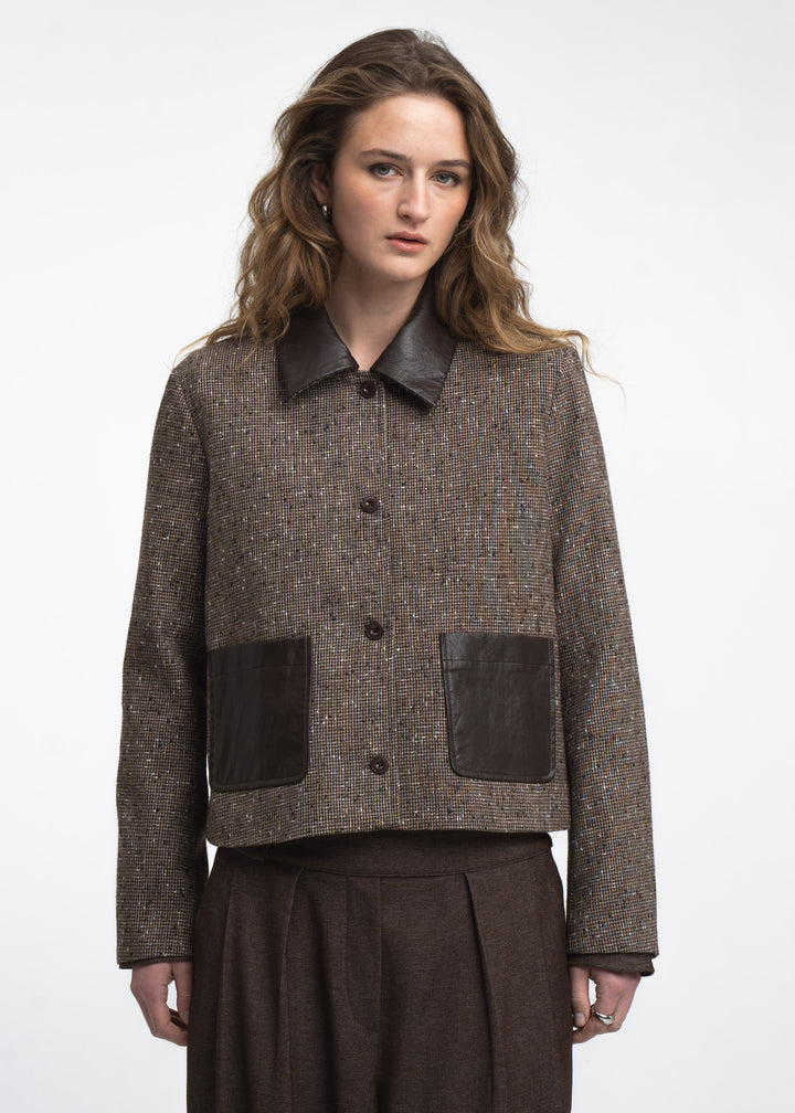 Isolde wool blend pocket blazer | Brown