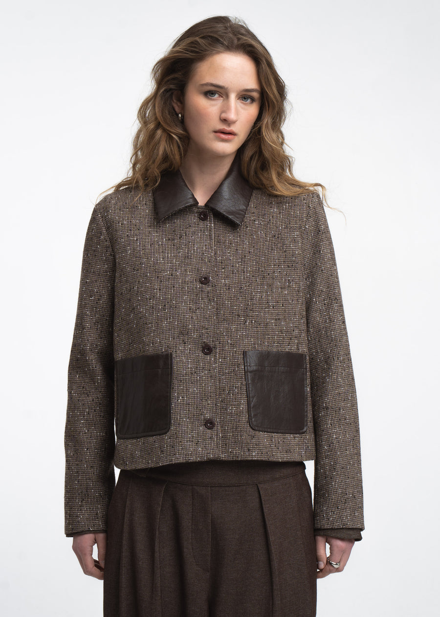 Isolde wool blend pocket blazer | Brown