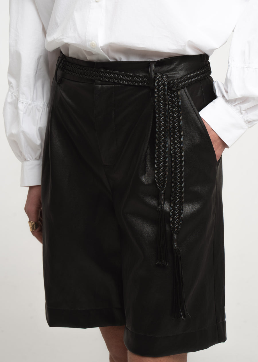 Sola eco leather bermuda shorts | Black