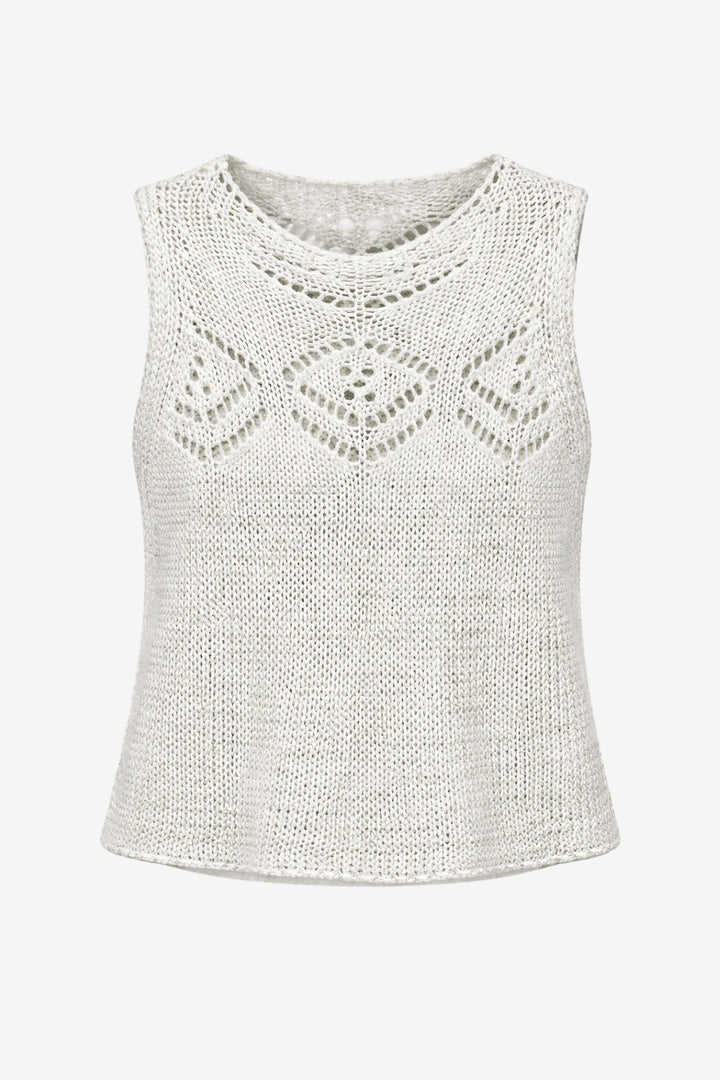 Sequined hole top 25052 | Ecru